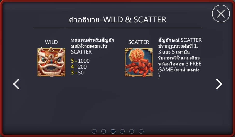 สัญลักษณ์พิเศษและฟีเจอร์โบนัสแจ็คพอตสิงโตรวย