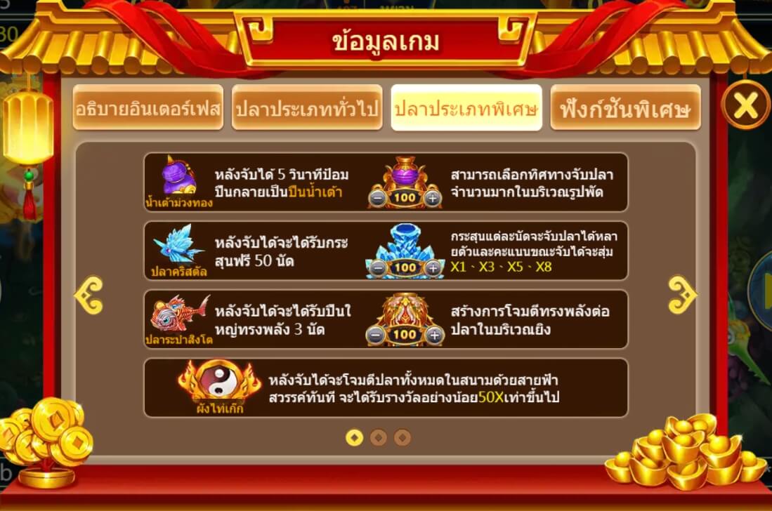 เส้นเพย์ไลน์ที่ชนะเดิมพัน 3เทพจับปลา