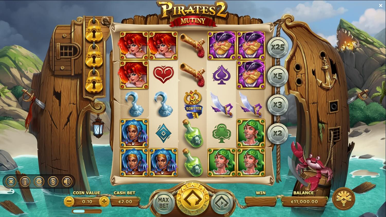 Pirates 2 Mutiny ทดลองเล่นสล็อต yggdrasil