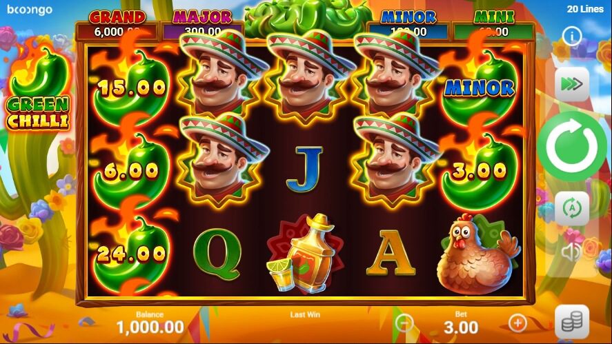 Green Chilli Hold and Win Boongo Superslot Auto