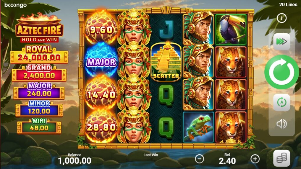 Aztec Fire Hold and Win Boongo Superslot247