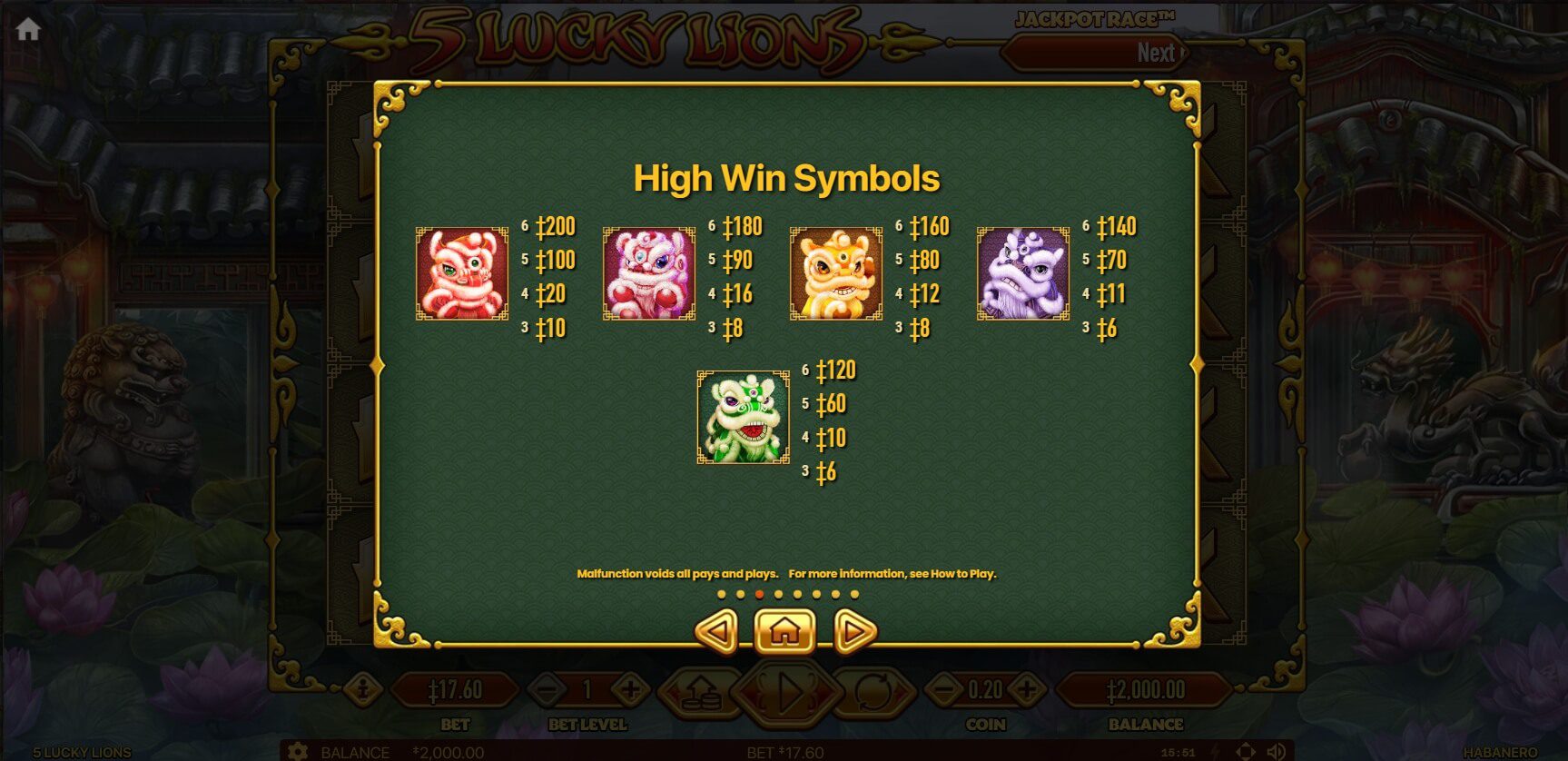 5 LUCKY LIONS สล็อต Habanero ทดลองเล่น Superslot ฟรีเครดิต