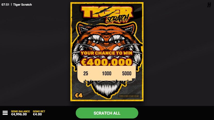 Tiger Scratch Hacksaw Gaming ซุปเปอร์สล็อตเครดิตฟรี Superslot Game