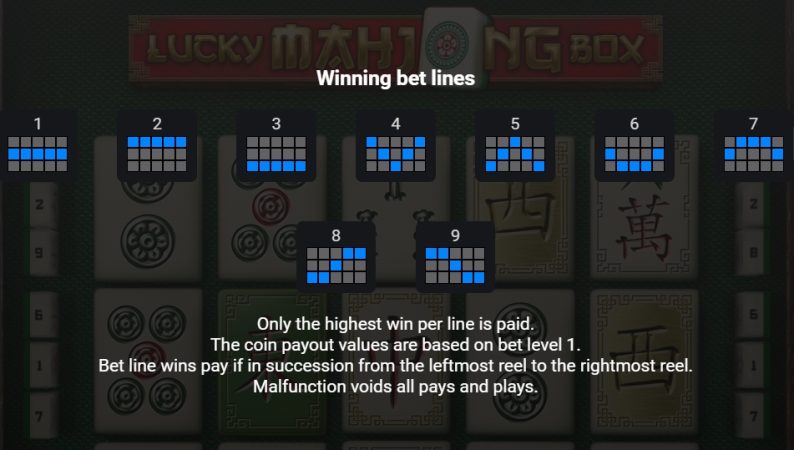 Lucky Mahjong Box เส้นเพย์ไลน์ที่ชนะเดิมพัน