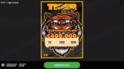 Tiger Scratch Hacksaw Gaming ซุปเปอร์สล็อตเครดิตฟรี Superslot Game